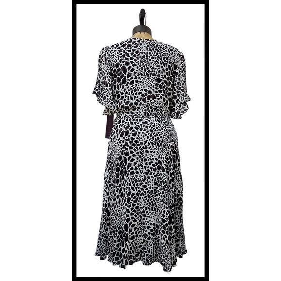 NWT Hale Bob Leigh Georgette Wrap Dress Lined ASO Brown Taupe Animal Print Large - Picture 7 of 13